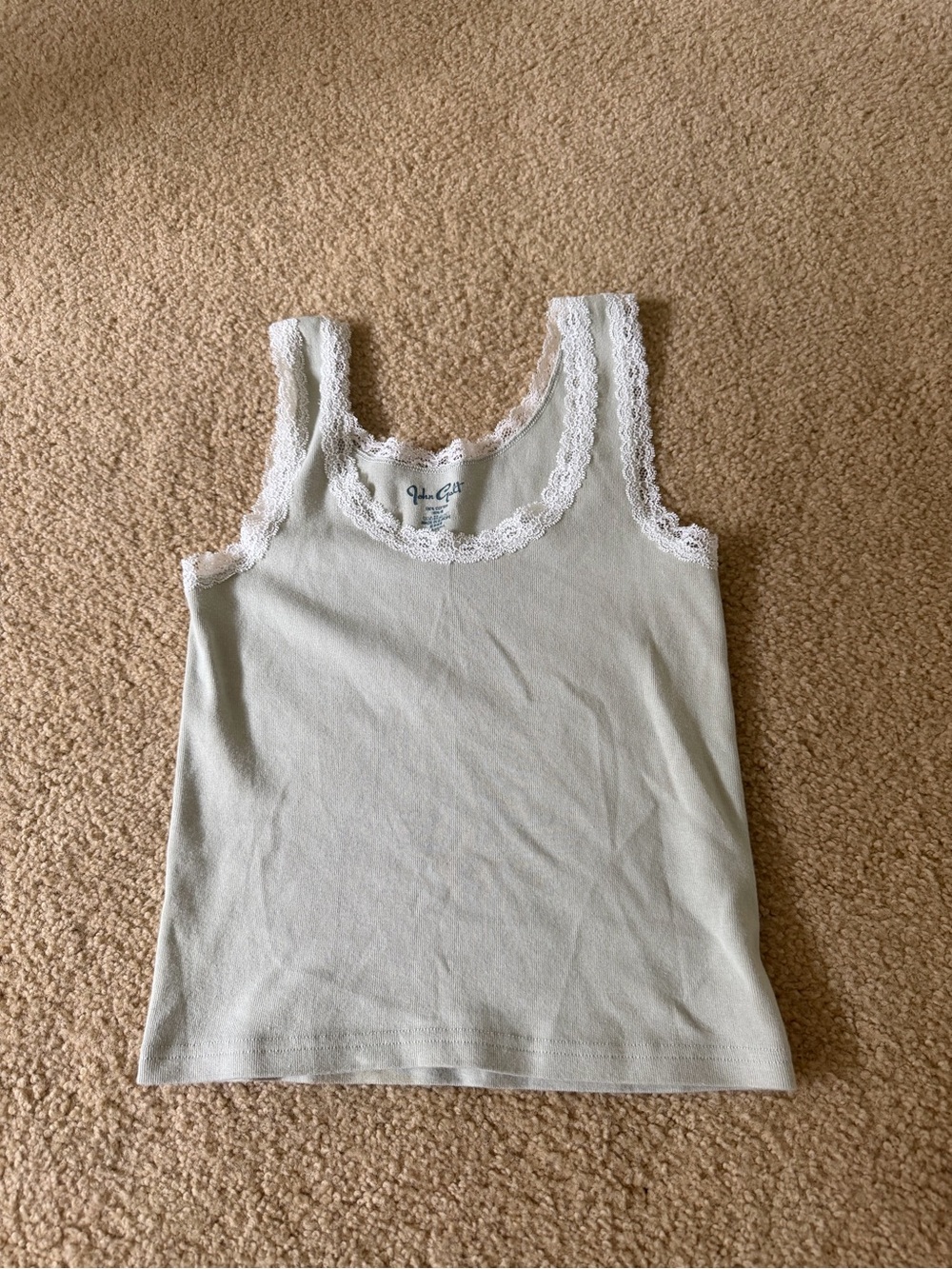 Brandy Melville Cream Lace-Trim Tank Top